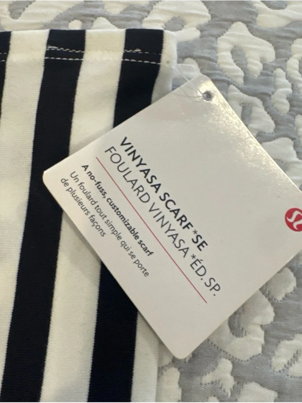lululemon athletica Black & White Striped Vinyasa Scarf